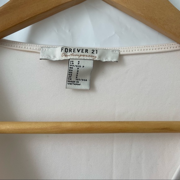 Cream Long Sleeve Wrap Bodysuit - Picture 4 of 8